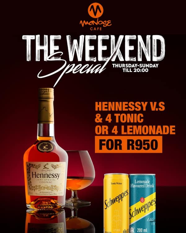Hennessy and tonic special